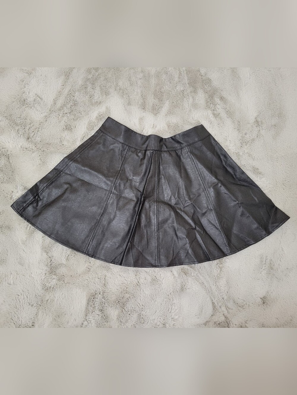 Nwot Black Faux Leather Skater Skirt